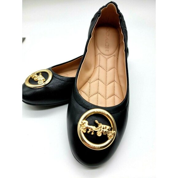 COACH BAILEY LEATHER BALLEY FLATS WOMEN SHOE FG2944 BLACK SIZE 6.5 $188 - Picture 3 of 11